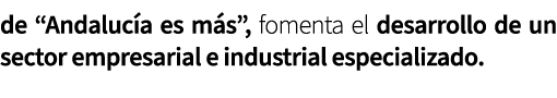 de “Andaluc a es m s”, fomenta el desarrollo de un sector empresarial e industrial especializado.