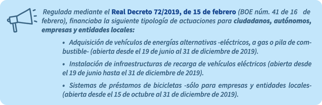  Regulada mediante el Real Decreto 72/2019, de 15 de febrero (BOE n m. 41 de 16 de febrero), financiaba la siguiente...
