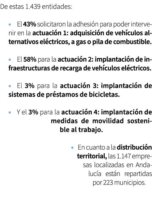 De estas 1.439 entidades: • El 43% solicitaron la adhesi n para poder intervenir en la actuaci n 1: adquisici n de ve...