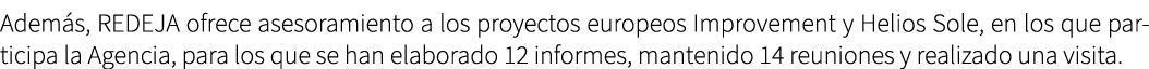 Adem s, REDEJA ofrece asesoramiento a los proyectos europeos Improvement y Helios Sole, en los que participa la Agenc...