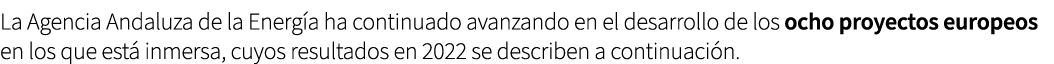 La Agencia Andaluza de la Energ a ha continuado avanzando en el desarrollo de los ocho proyectos europeos en los que ...