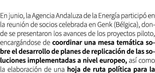  En junio, la Agencia Andaluza de la Energ a particip en la reuni n de socios celebrada en Genk (B lgica), donde se ...