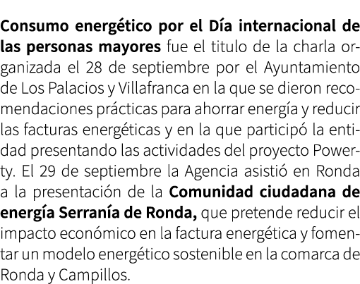 Consumo energ tico por el D a internacional de las personas mayores fue el titulo de la charla organizada el 28 de se...