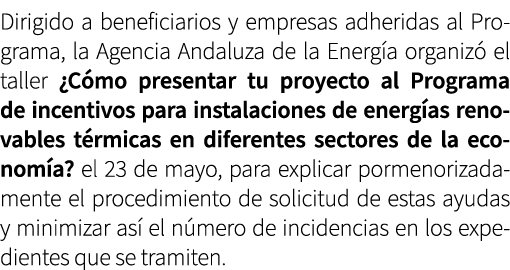 Dirigido a beneficiarios y empresas adheridas al Programa, la Agencia Andaluza de la Energ a organiz el taller ¿C mo...