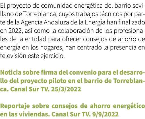 El proyecto de comunidad energ tica del barrio sevillano de Torreblanca, cuyos trabajos t cnicos por parte de la Agen...