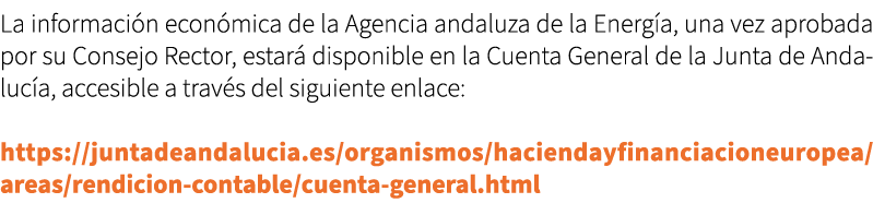 La informaci n econ mica de la Agencia andaluza de la Energ a, una vez aprobada por su Consejo Rector, estar disponi...