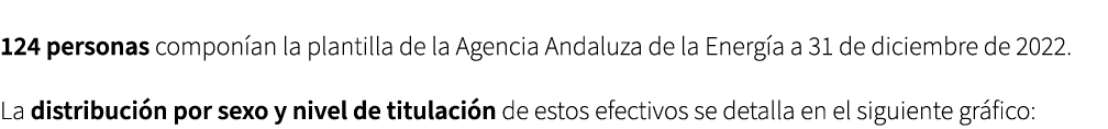 124 personas compon an la plantilla de la Agencia Andaluza de la Energ a a 31 de diciembre de 2022. La distribuci n ...