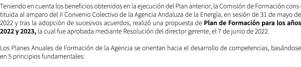 Teniendo en cuenta los beneficios obtenidos en la ejecuci n del Plan anterior, la Comisi n de Formaci n constituida a...