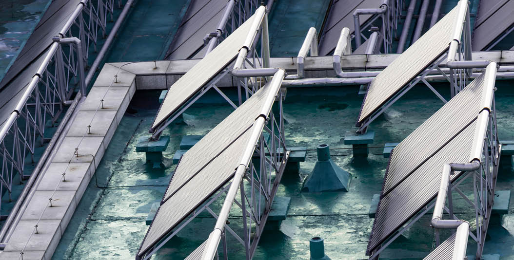 Solar water heater on roof