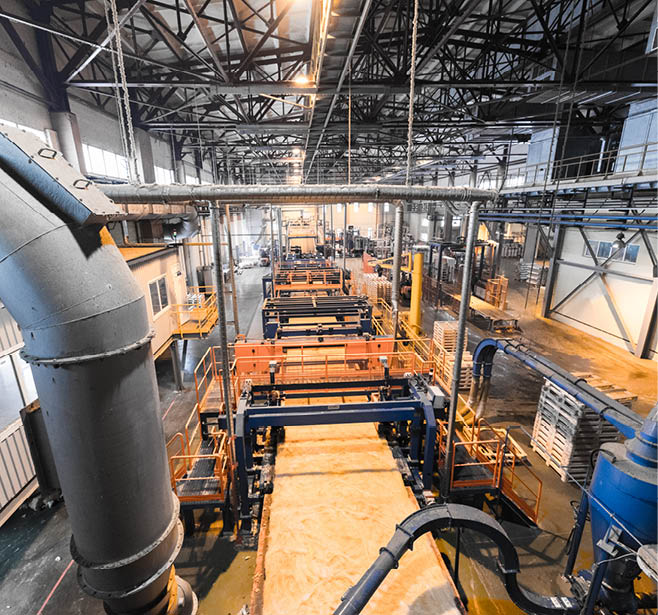 Top view of modern operational plant producing fiberglass heavy industry machinery metalworking workshop concept.