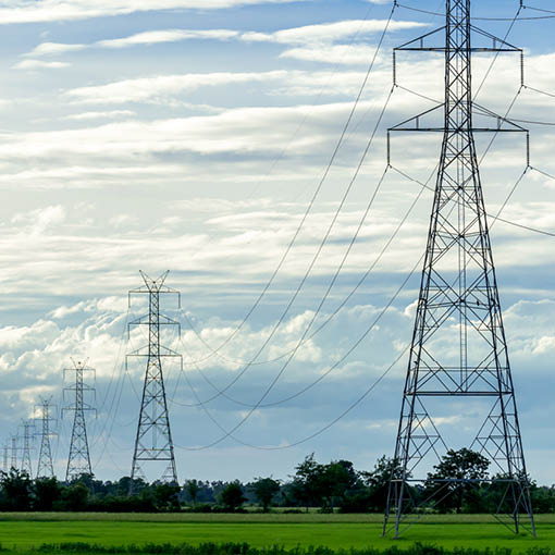 high voltage electric pole,High voltage power pole on blue sky background