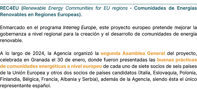 REC4EU (Renewable Energy Communities for EU regions Comunidades de Energ as Renovables en Regiones Europeas). Enmarca...