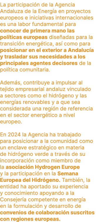 La participaci n de la Agencia Andaluza de la Energ a en proyectos europeos e iniciativas internacionales es una labo...