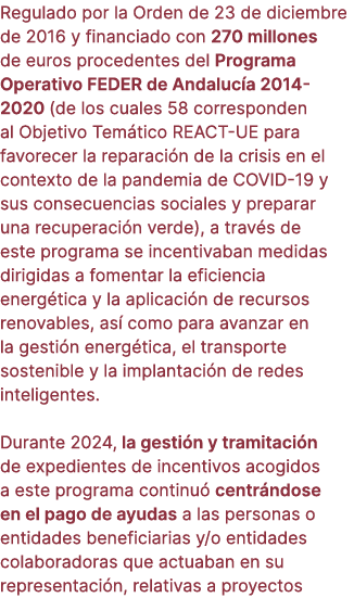 Regulado por la Orden de 23 de diciembre de 2016 y financiado con 270 millones de euros procedentes del Programa Oper...