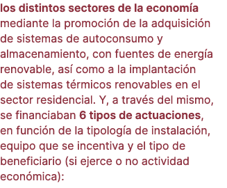 los distintos sectores de la econom a mediante la promoci n de la adquisici n de sistemas de autoconsumo y almacenami...