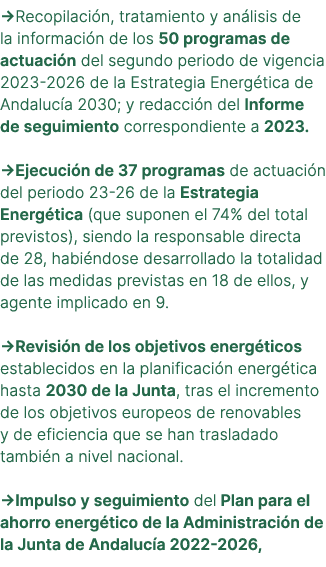 →Recopilaci n, tratamiento y an lisis de la informaci n de los 50 programas de actuaci n del segundo periodo de vigen...