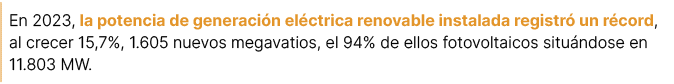 En 2023, la potencia de generaci n el ctrica renovable instalada registr un r cord, al crecer 15,7%, 1.605 nuevos me...