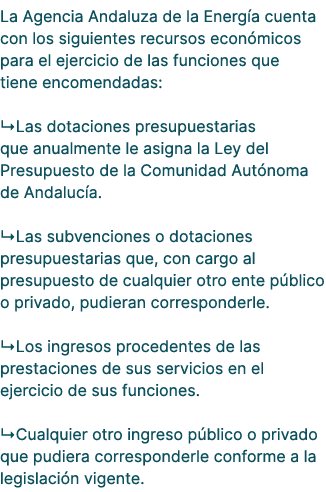 La Agencia Andaluza de la Energ a cuenta con los siguientes recursos econ micos para el ejercicio de las funciones qu...