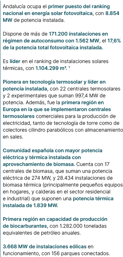 Andaluc a ocupa el primer puesto del ranking nacional en energ a solar fotovoltaica, con 8.854 MW de potencia instala...