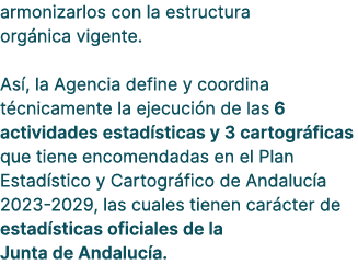 armonizarlos con la estructura org nica vigente. As , la Agencia define y coordina t cnicamente la ejecuci n de las 6...