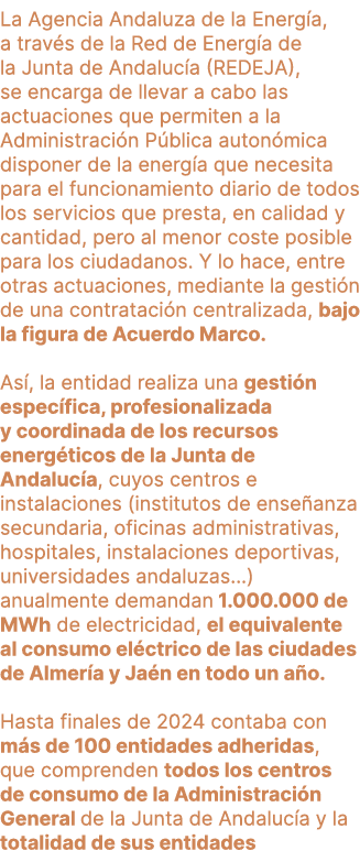 La Agencia Andaluza de la Energ a, a trav s de la Red de Energ a de la Junta de Andaluc a (REDEJA), se encarga de lle...