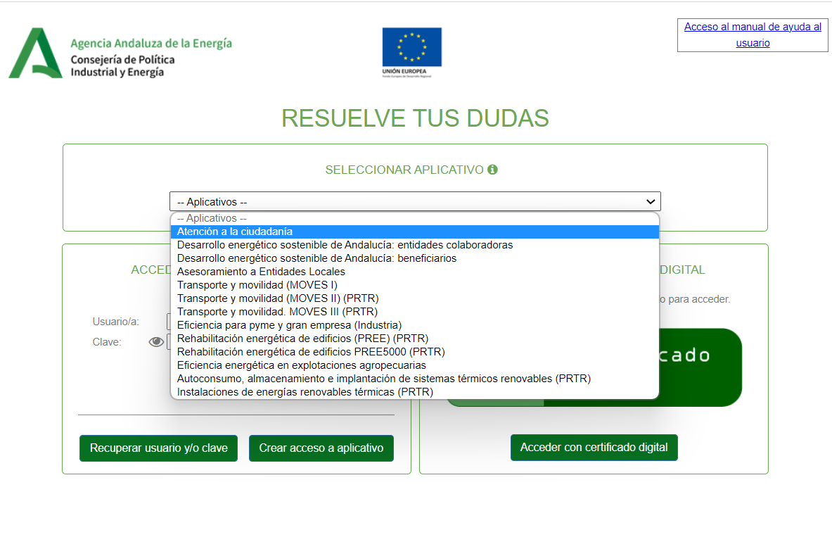  captura de pantalla del aplicativo Resuelve tus dudas