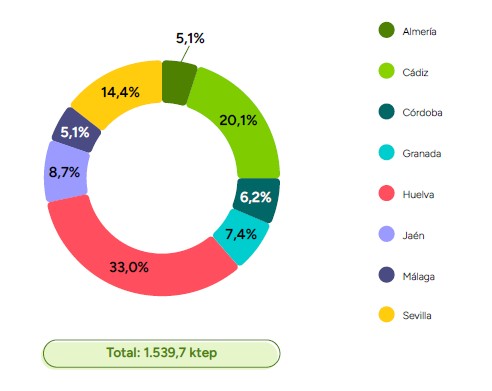 Estructura del consumo de gas natural por provincias en 2024
