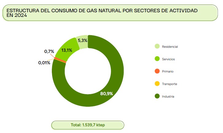 Estructura del consumo de GN por sectores