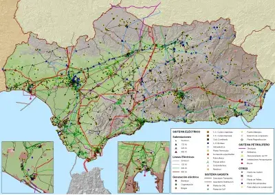 Imagen del Mapa de infraestructuras energéticas de Andalucía