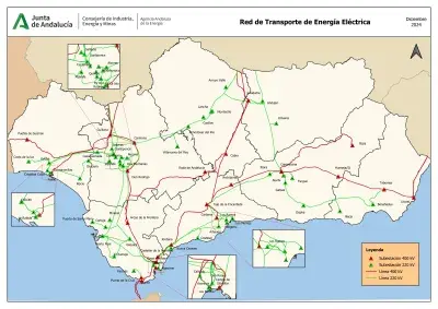 Mapa de la red de transporte de energía eléctrica