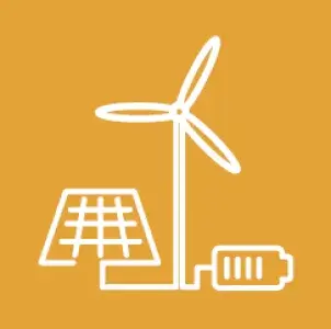 Icono de un aerogenerador y un panel solar