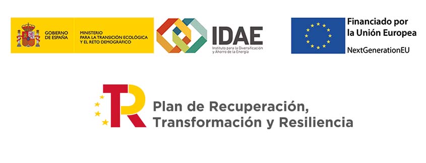 Logo IDAE, Fondos NextGeneration y Mecanismo de Resiliencia