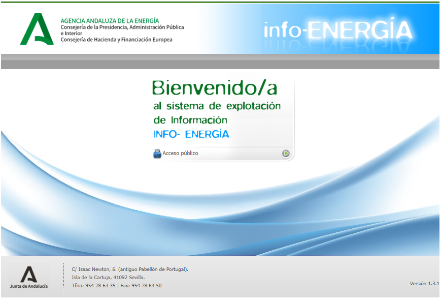 Imagen de la pantalla de inicio de Infoenergía